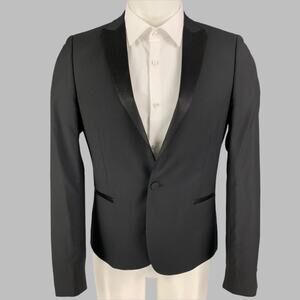 THE KOOPLES Size 36 Black Wool Tuxedo Sport Coat